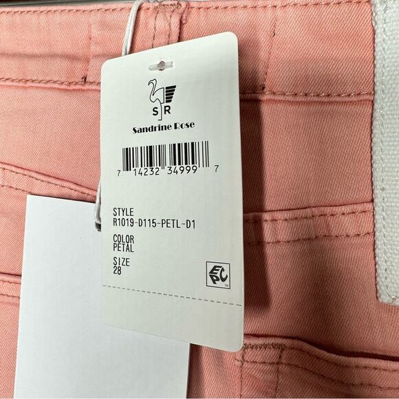 SANDRINE ROSE High Waisted Skinny Jeans Embroidered Palm Tree in Petal NWT - 28 - Picture 7 of 9